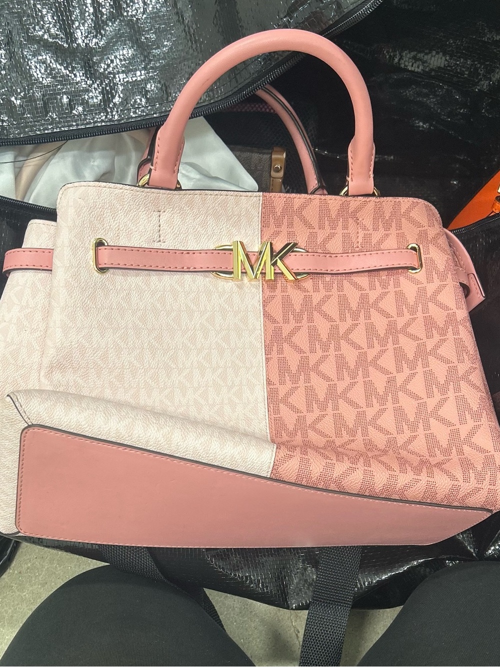 Michael Kors Pink Two-Tone Logo Satchel